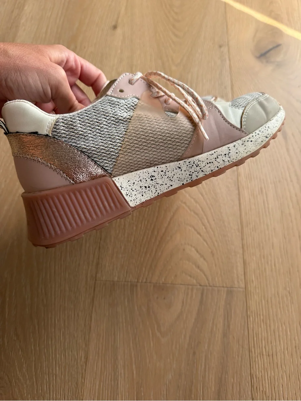 Sam Edelman Pink, Cream & Gray Women's Lace-Up Sneakers